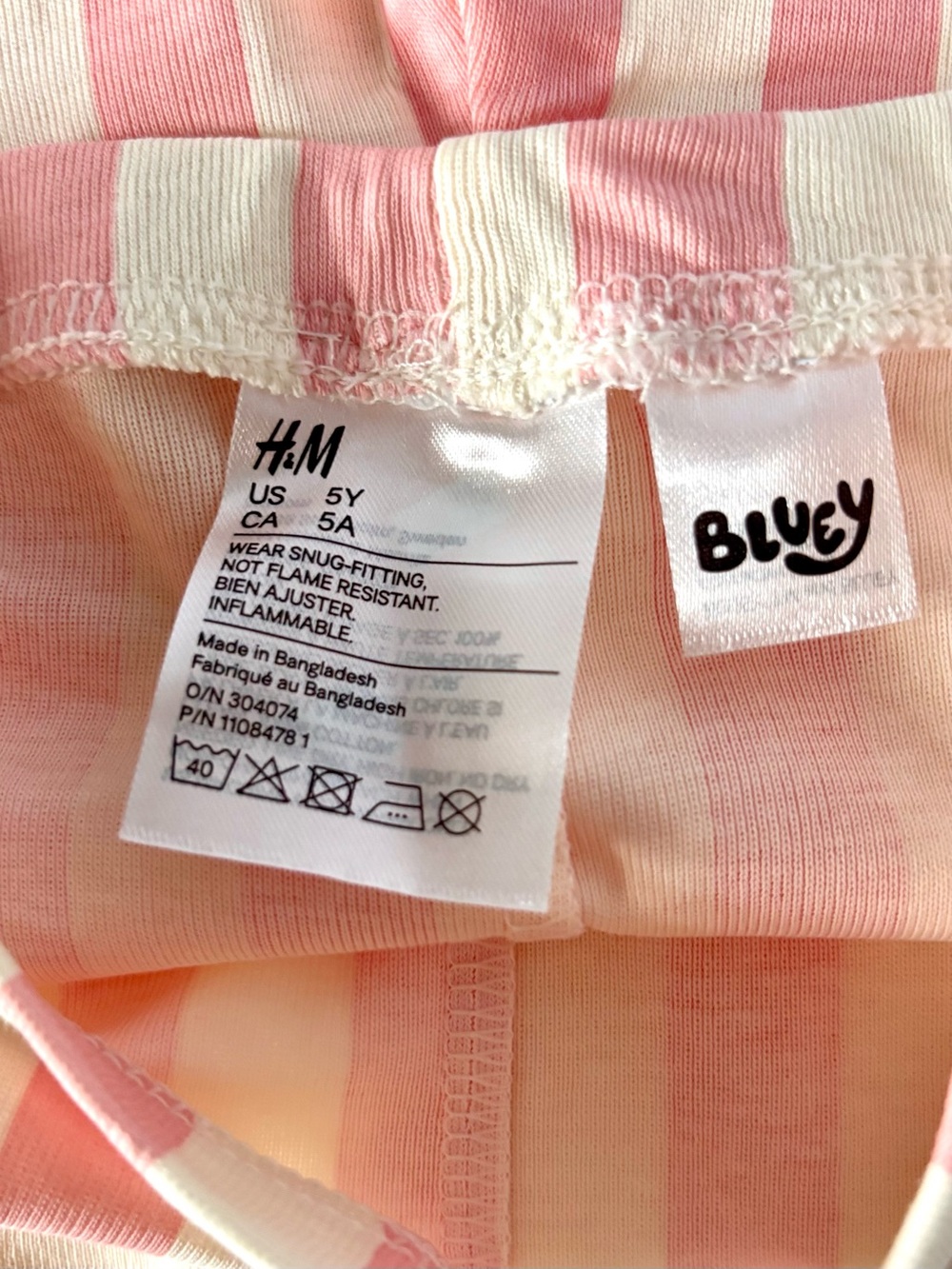 NWOT H&M Bingo Fluffy Cream Tee + Pink Stripe Shorts Set | 5Y - Picture 9 of 10